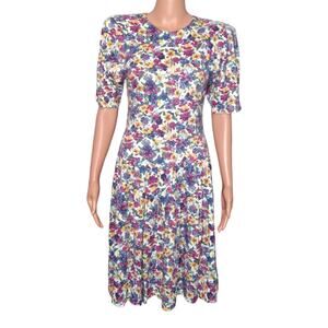 80's Vintage Floral Cottage Dress size XS